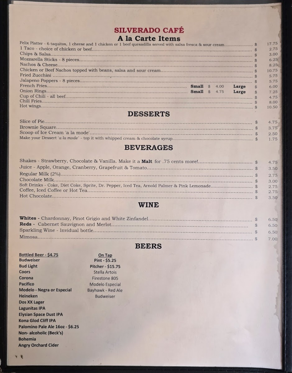 Silverado Cafe Menu - Image 2