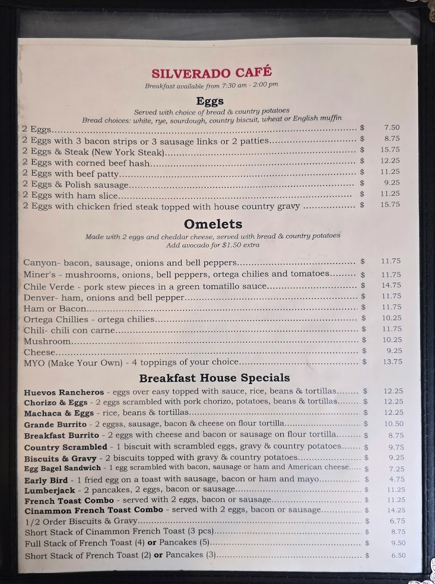 Silverado Cafe Menu - Image 3
