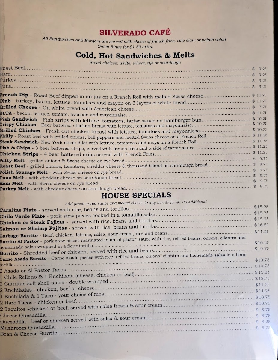 Silverado Cafe Menu - Image 4
